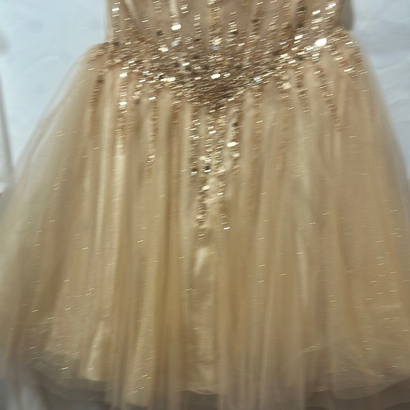 Cinderella Gold Sequin Embellished Prom Gown - Picture 5 of 13